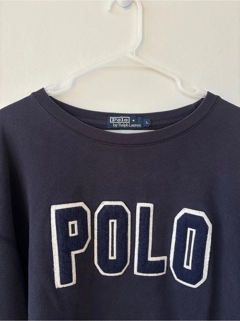 Vintage Polo Ralph Lauren Navy Felt Logo Crewneck Sweatshirt Men’s
